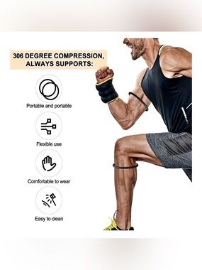 NWT 4 Pcs Patellar Tendon Support Strap, Silicone Knee Band